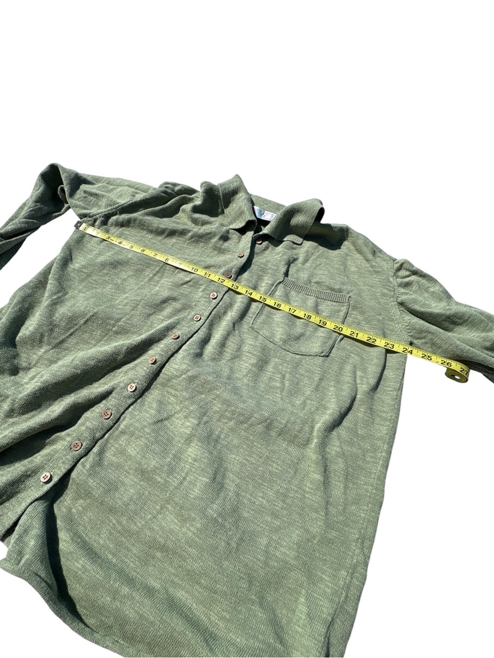 Free People Beach Oversized Green Button Up Linen Blend Sweater Medium - Picture 10 of 13